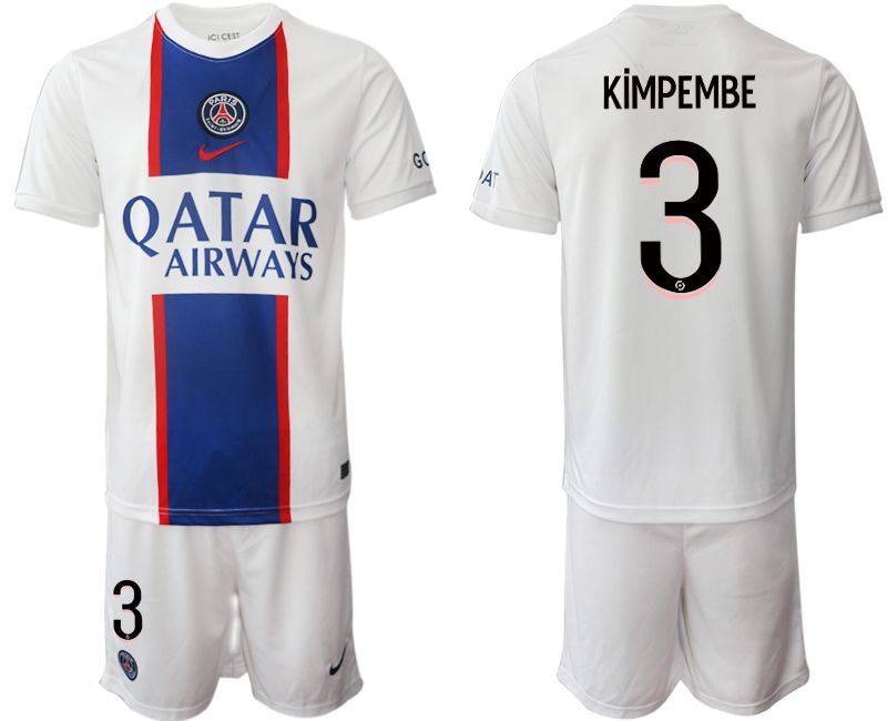 Men 2022-2023 Club Paris St German away white #3 Soccer Jerseys->paris st german jersey->Soccer Club Jersey